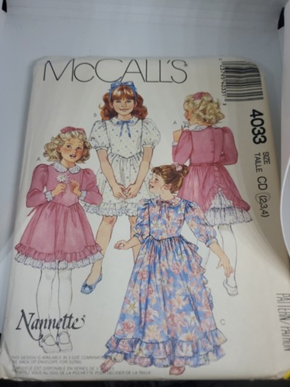 McCall's 4033 Girls' Dress or Gown Size 2  Sewing Pattern